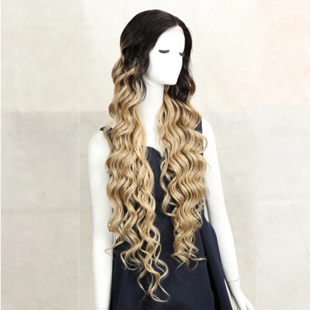 Peruca C272 FRONT LACE Blonda Ombre Baza Satena Bucle Si Volum [1]