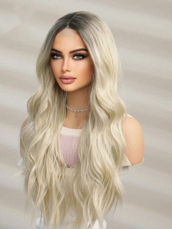 Peruca C994 FRONT LACE Blonda Ombre Baza Satena Ondulata [3]