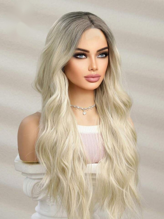 Peruca C994 FRONT LACE Blonda Ombre Baza Satena Ondulata [2]