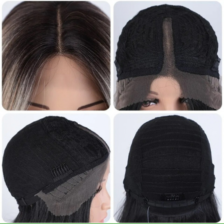 Peruca C212 FRONT LACE Breton Blonda Ombre Blond Cenusiu Gri Suvite Satena [4]