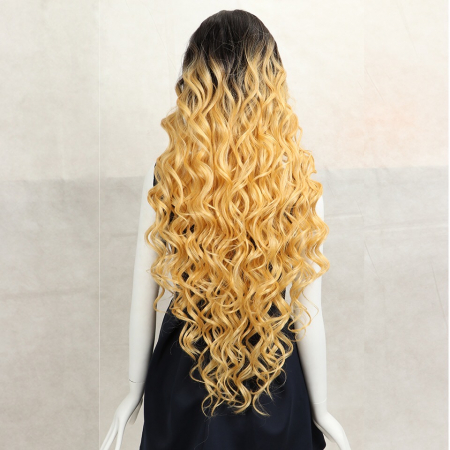 Peruca C204 FRONT LACE Blonda Ombre Cu Bucle [3]