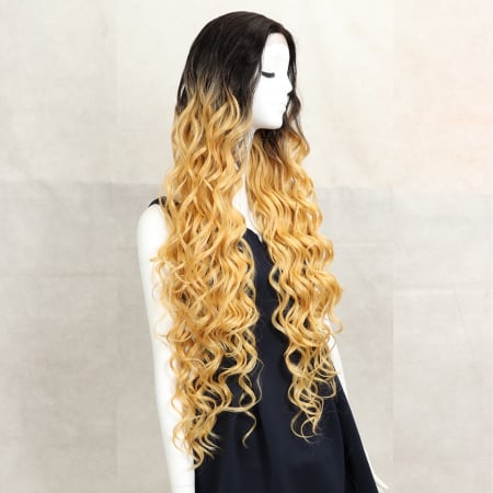 Peruca C204 FRONT LACE Blonda Ombre Cu Bucle [2]