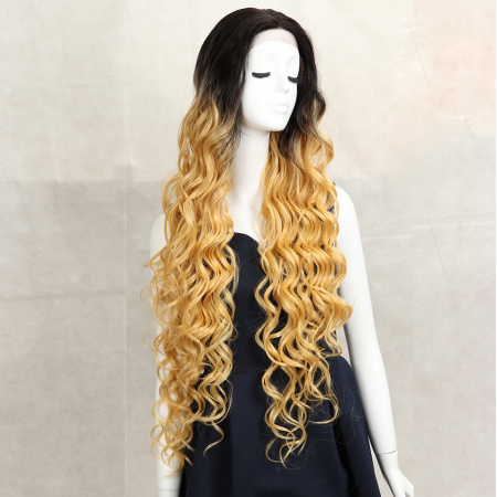 Peruca C204 FRONT LACE Blonda Ombre Cu Bucle [1]