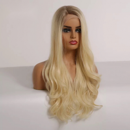 Peruca C52 FRONT LACE Blonda Ombre cu Par Ondulat [2]