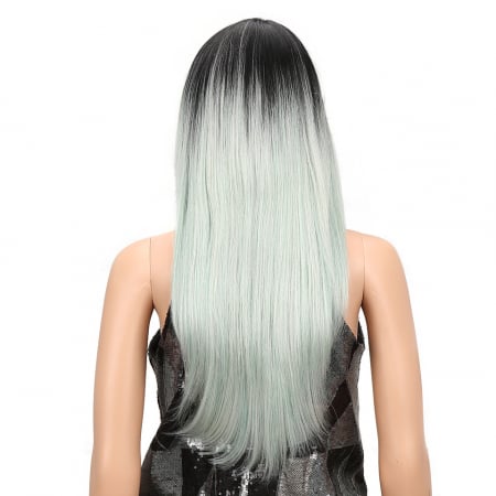 Peruca C151 Blonda Breton Lung Ombre Gri Blond Platinat Baza Bruneta [1]