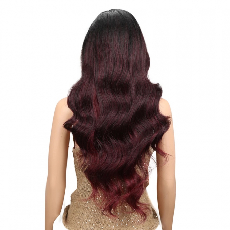 Peruca C153 FRONT LACE Bruneta Roscata Ombre Ondulata [6]