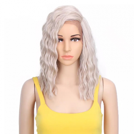 Peruca C177 FRONT LACE Gri Blond Platinat Ondulata [1]