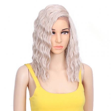 Peruca C177 FRONT LACE Gri Blond Platinat Ondulata [2]