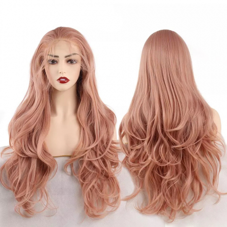 PERUCI - Peruca C232 FRONT LACE Roz Ondulata Cu Suvite