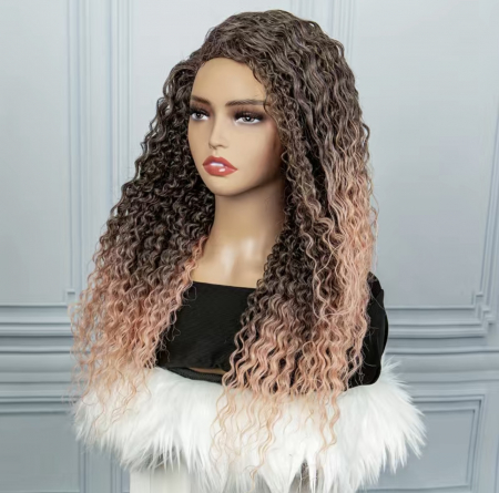 Peruca C205 FRONT LACE Satena Cu Varfuri Roz Afro Creata [1]