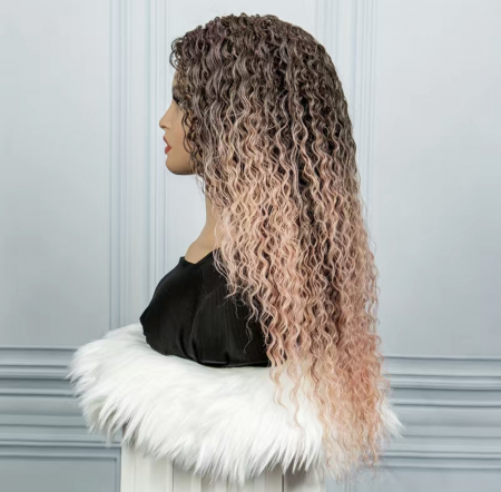 Peruca C205 FRONT LACE Satena Cu Varfuri Roz Afro Creata [4]