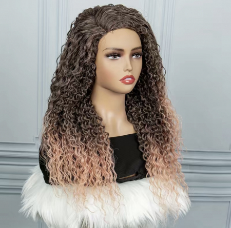 Peruca C205 FRONT LACE Satena Cu Varfuri Roz Afro Creata [2]