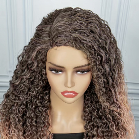 Peruca C205 FRONT LACE Satena Cu Varfuri Roz Afro Creata [5]