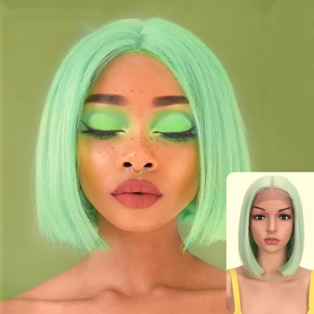 PERUCI - Peruca C74 FRONT LACE Verde Bob Scurta