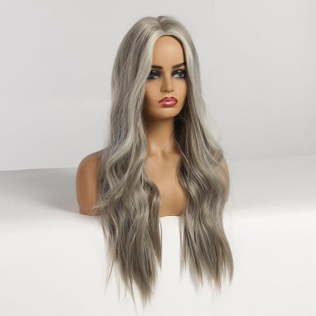 Peruca C992 Gri Silver Cu Suvite Blond Deschis [3]