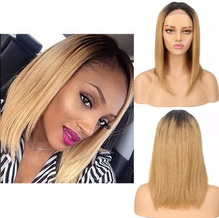 PERUCI PAR NATURAL 100% - Peruca C791 PAR NATURAL Blonda Cenusie Bob Ombre Baza Satena