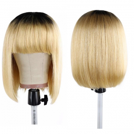 Peruca C793 PAR NATURAL Blonda Ombre Bob cu Breton Baza Bruneta [1]