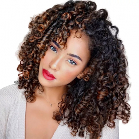 Peruca C97 Bruneta Afro cu Breton si Suvite [4]