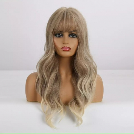 Peruca C246 Blonda Ombre Cu Breton si Varfuri Blonde Ondulata [1]
