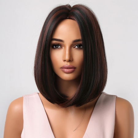 Peruca C314 Bruneta Bob Cu Suvite Roscate [1]