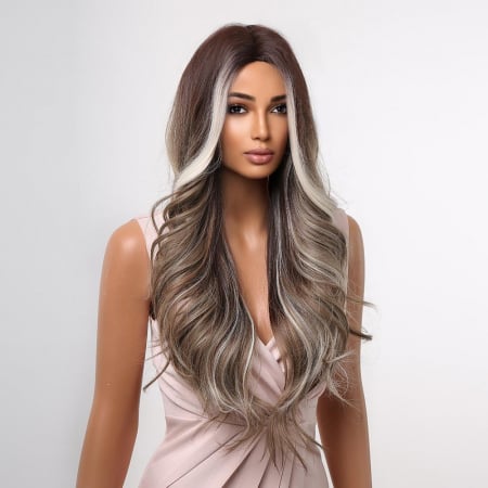 Peruca C945 Satena Ombre cu Suvite Blonde Ondulata [2]