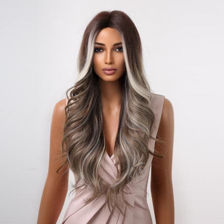 PERUCI CU PAR LUNG - Peruca C945 Satena Ombre cu Suvite Blonde Ondulata