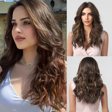 PERUCI CU PAR LUNG - Peruca C926 Satena Cu Suvite Blonde Volum Ondulata Bucle
