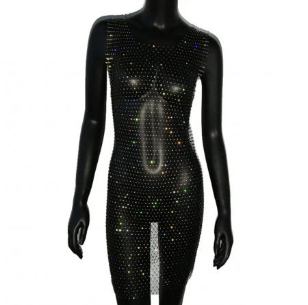 Rochie C799 Scurta Luxy Plasa Cristale [8]