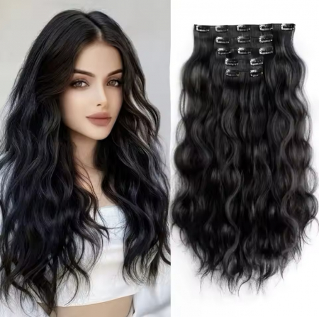 EXTENSII - Set Extensii C1378 Cu Clipsuri Clip On Ondulate Brunete