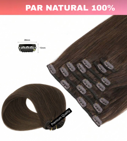 Set Extensii Cu Clips C1754 Satene Saten Inchis PAR NATURAL 100% [1]