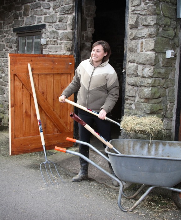 Furca fan cu 4 coarne otel carbon, coada lemn, maner T lemn, Spear & Jackson Neverbend Professional [4]