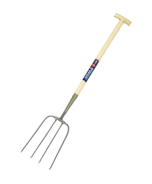 Furca fan cu 4 coarne otel carbon, coada lemn, maner T lemn, Spear & Jackson Neverbend Professional [2]