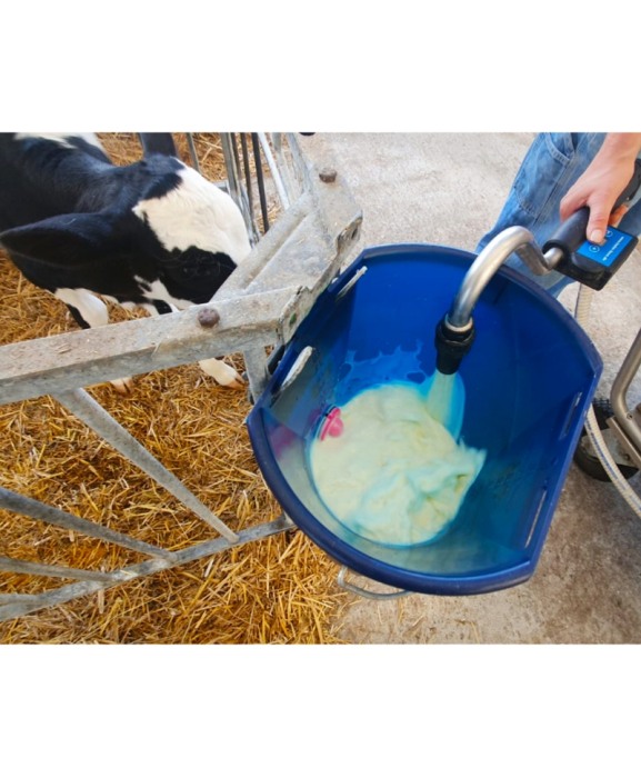 Galeata cu tetina pentru alaptarea viteilor, Milk Bar Calf Buddy, 9l, semitransparenta, cu maner metalic [4]