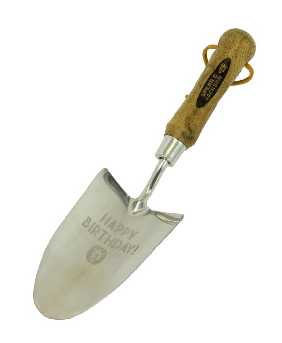 Plantator in ambalaj cadou cu lama inox, maner lemn, gravat Happy Birthday, Spear & Jackson [2]