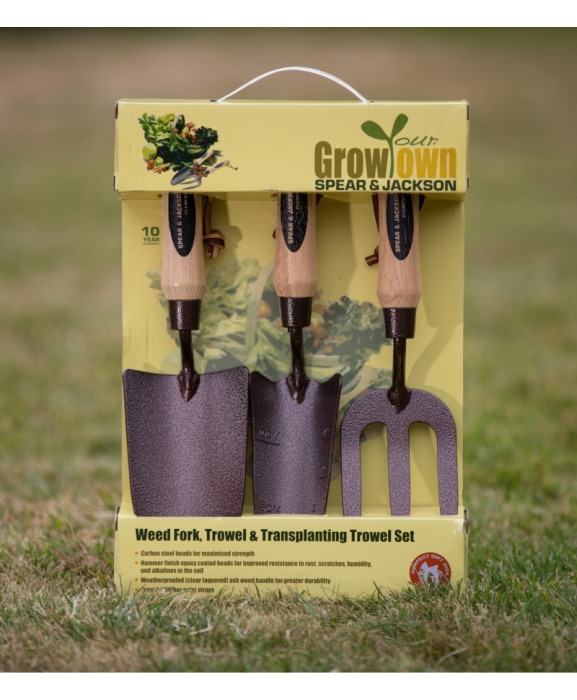 Set gradinarit cadou cu trei piese cu lame otel carbon vopsite, manere lemn, Spear & Jackson Elements [5]