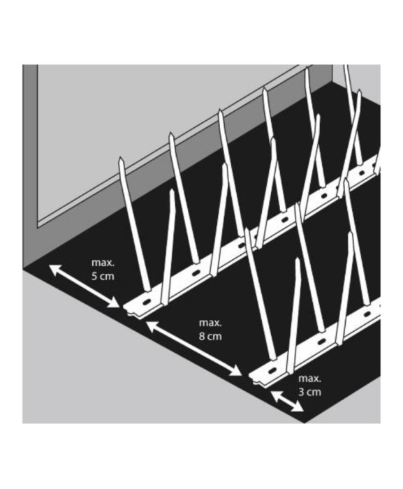 Tepi impotriva pasarilor, policarbonat transparent, 300cm, adeziv inclus, Swissinno Bird Spikes [10]