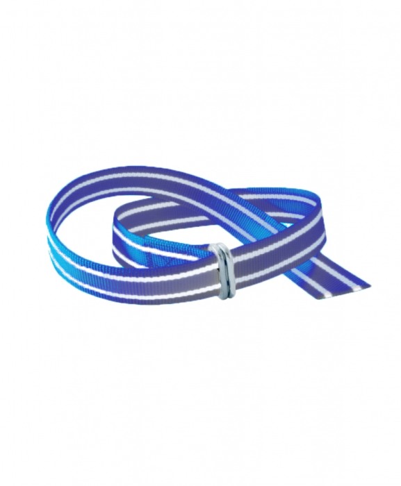 Zgarda textila animale mari, 40 mm, catarama metalica, Akroh, albastra/alba, 1,4 m [2]