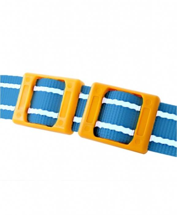 Zgarda textila animale mari, 40 mm, catarama metalica, Akroh, albastra/alba, 1,4 m [5]