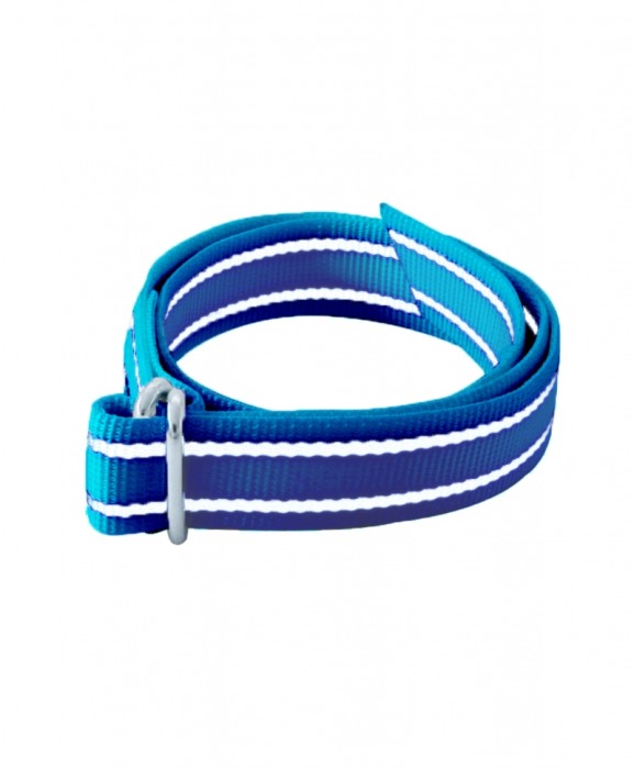 Zgarda textila animale mari, 40 mm, catarama metalica, Akroh, albastra/alba, 1,4 m [3]