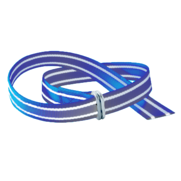 Zgarda textila animale mari, 40 mm, catarama metalica, Akroh, albastra/alba, 1,4 m [2]