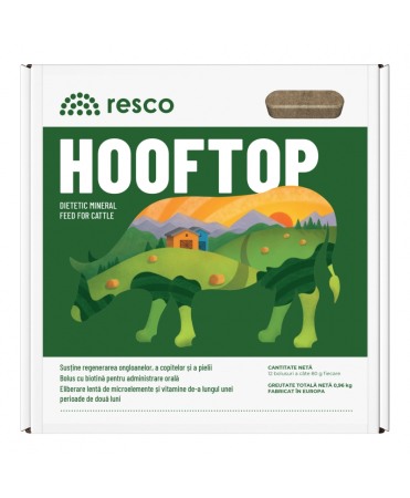 Suplimente nutritive - Bolusuri cu eliberare lenta de microelemente pentru vaci, Resco Hooftop, cutie 12 bucati