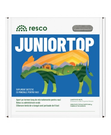 Suplimente nutritive - Bolusuri cu eliberare lenta de minerale pentru vaci tinere, Resco Juniortop, cutie 12 bucati