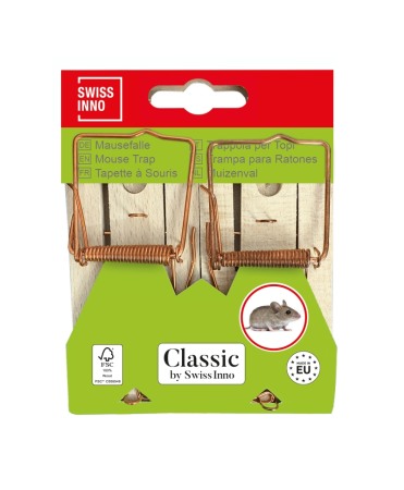 Impotriva rozatoarelor - Capcana clasica soareci, lemn FSC, Swissinno Mouse Trap Classic, set 2 bucati