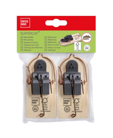 Impotriva rozatoarelor - Capcana soareci fara momeala, lemn FSC, Swissinno SuperCat, set 2 bucati