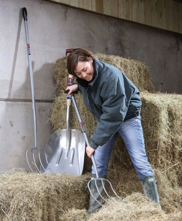 Furca compost cu 4 coarne otel carbon, coada tubulara metalica, maner T plastic, Spear & Jackson Neverbend Professional [2]