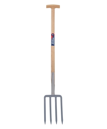 Furci si greble - Furca sapat olandeza cu 4 coarne otel carbon, coada lemn, maner T lemn, Spear & Jackson Neverbend