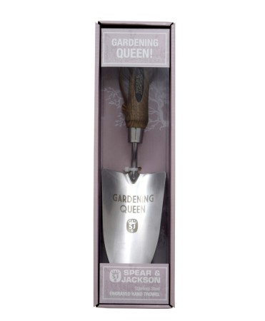 Plantatoare - Plantator in ambalaj cadou cu lama inox, maner lemn, gravat Gardening Queen, Spear & Jackson