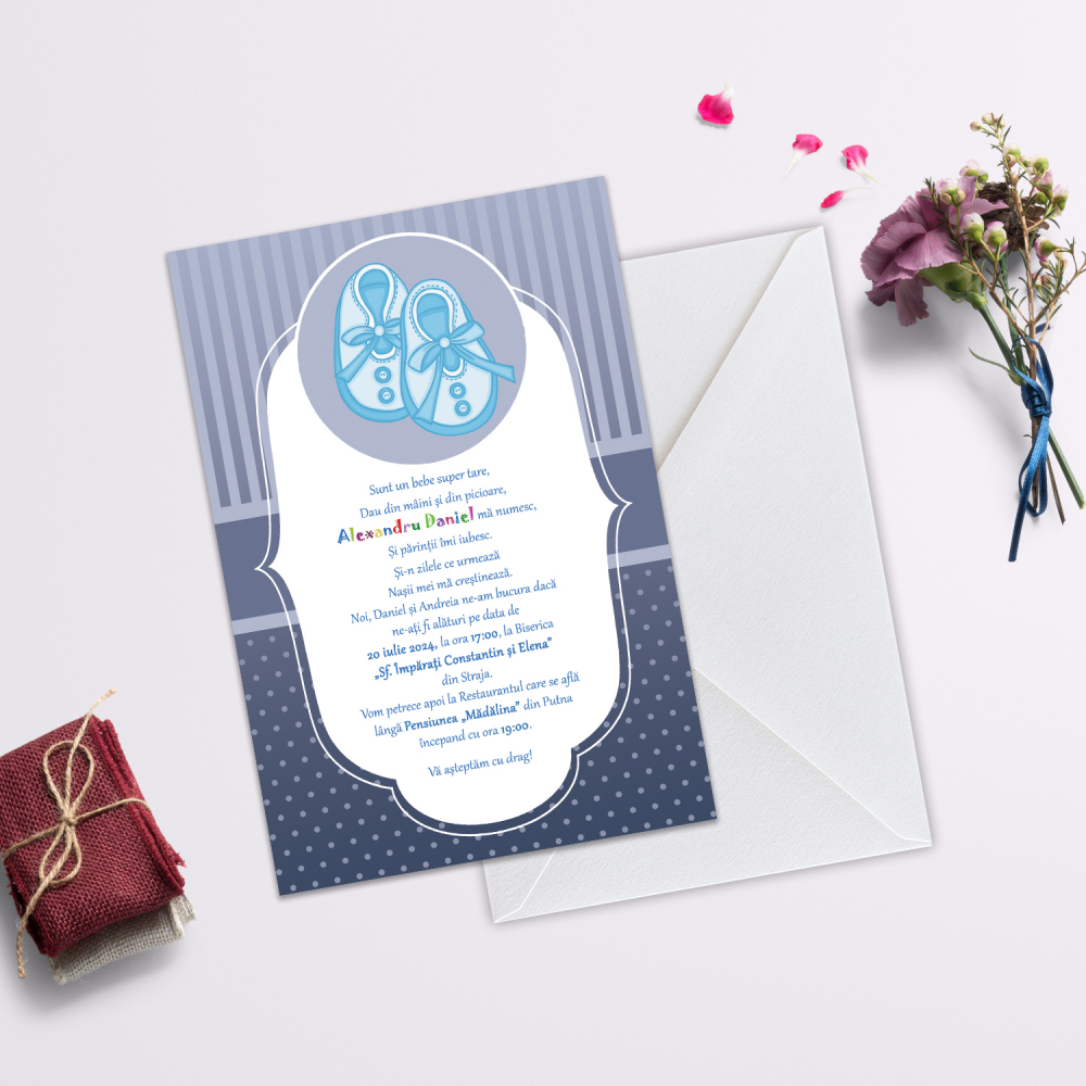 Invitație de Botez Papucei Blue [1]