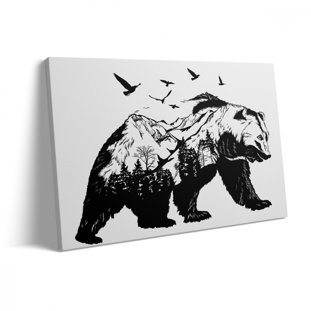 Tablou Canvas Bear and Birds [3]
