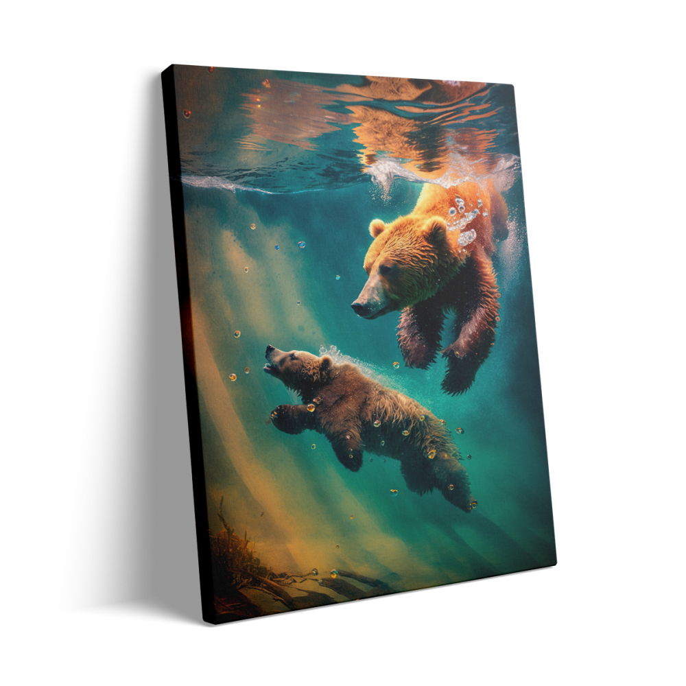 Tablou Canvas Bears Swim [3]